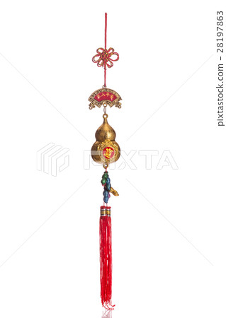 Gold and red Chinese new year decoration isolated on white Gold and red Chinese new year decoration isolated on white 28197863