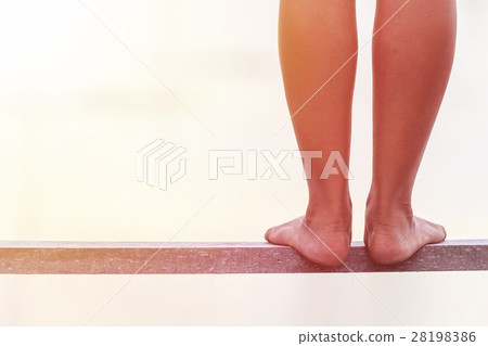 Bare feet standing on wooden bridge. Suicide concept Bare feet standing on wooden bridge. Suicide concept 28198386
