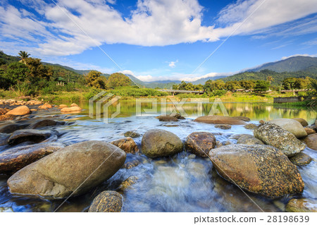 Landscape of small river and beautiful sky in Kiriwong village, Lan Saka district.. 28198639