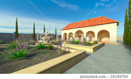 帶噴泉的花園 28199704