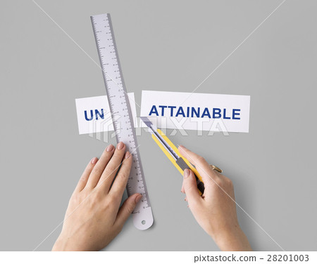 Unreachable Unattainable Hand Cut Words Split Concept 28201003