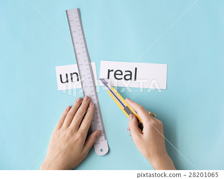 Unreal Hands Cut Word Split Concept 28201065