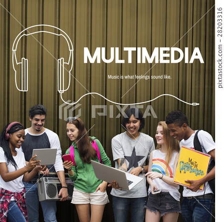 Listening to music headphones graphic Listening to music headphones graphic 28203316