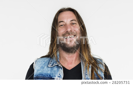 Man Long Hair Hairstyle Smiling Happiness Portrait Concept 28205731