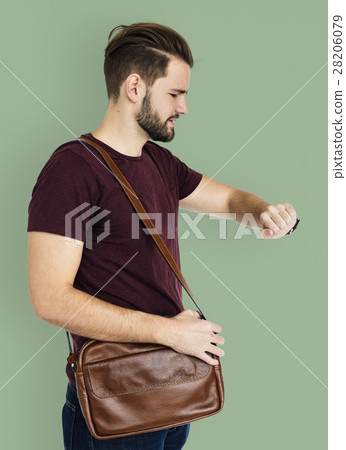 Man Waiting Timing Watch Rush Hurry Concept Man Waiting Timing Watch Rush Hurry Concept 28206079