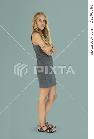 Casual Blonde Girl Portrait Studio Shoot Concept 28206666