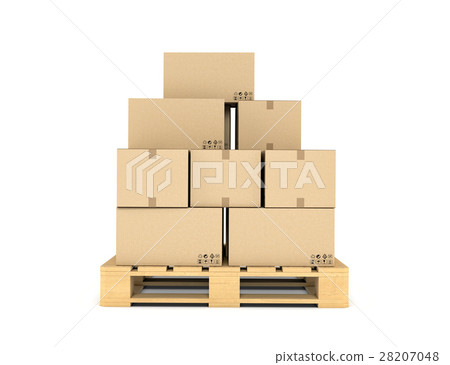 Rendering of several carton boxes stacked evenly Rendering of several carton boxes stacked evenly 28207048