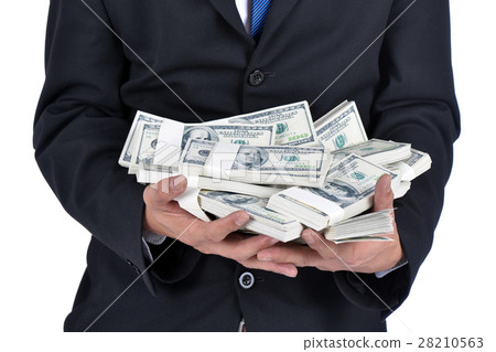 Many dollars in hand, a young businessman 28210563