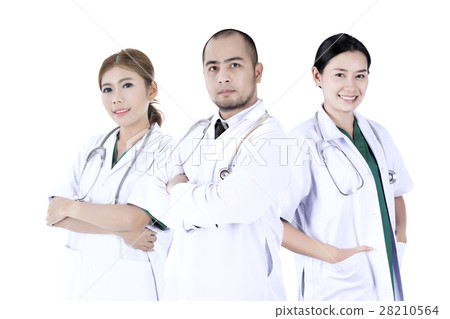 Team surgeon determined on a white background. 28210564