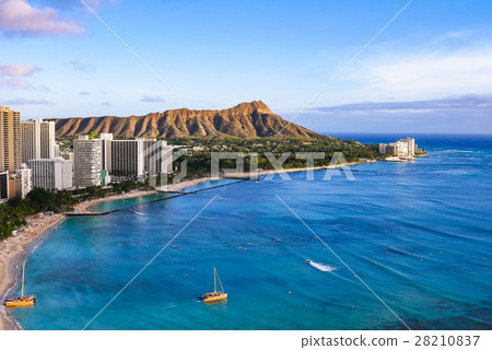 夏威夷瓦胡島檀香山威基基海灘鑽石頭 28210837