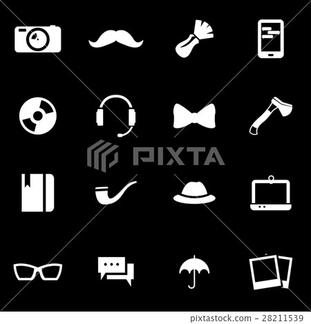 Vector white hipster icon set Vector white hipster icon set 28211539