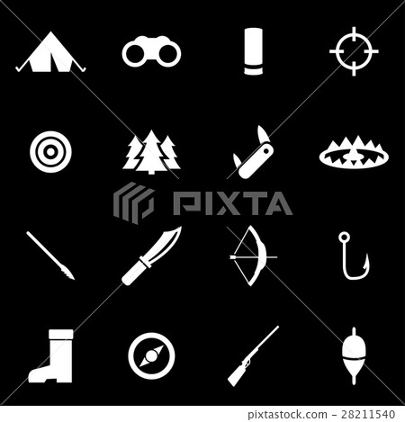 Vector white hunting icon set Vector white hunting icon set 28211540