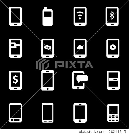 Vector white mobile icon set 28211545