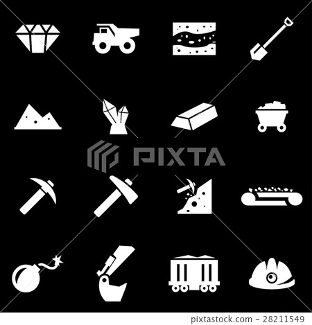 Vector white mining icon set 28211549