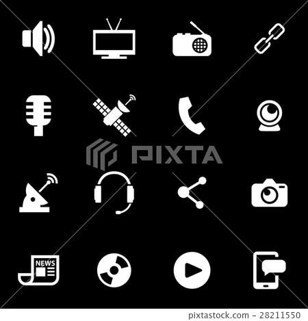 Vector white media icon set 28211550