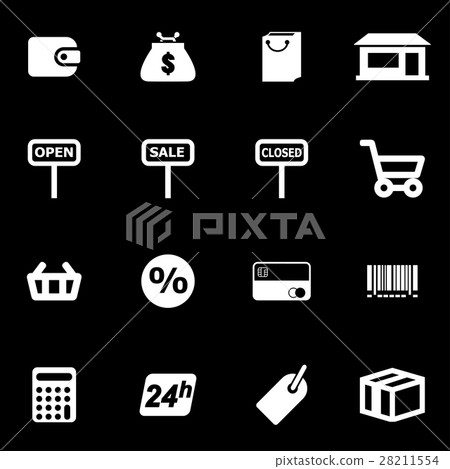 Vector white shop icon set Vector white shop icon set 28211554