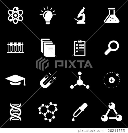 Vector white science icon set Vector white science icon set 28211555