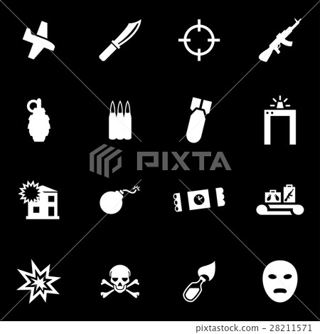 Vector white terrorism icon set Vector white terrorism icon set 28211571