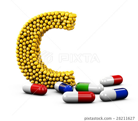 3d Illustration of Letter C made of vitamin 28211627