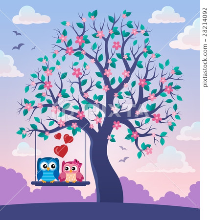 Tree with Valentine owls theme 2 28214092