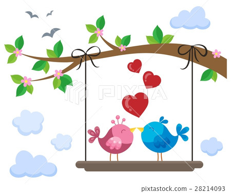 Valentine birds on board below branch 1 28214093