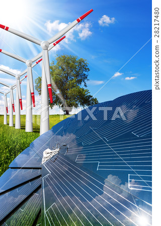 Solar Panel and Wind Turbines Solar Panel and Wind Turbines 28217480