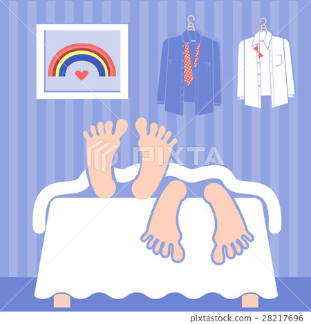 Gay couple sleeping in bed. - Stock Illustration [28217696] - PIXTA