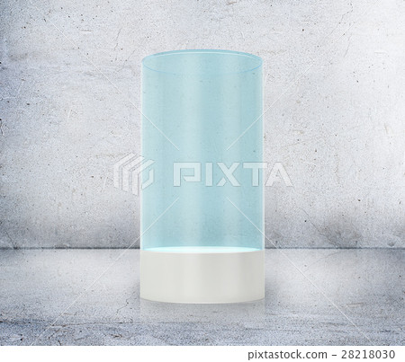 Empty glass showcase on background the old wall 28218030