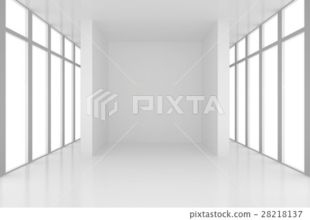 Room with windows and white columns. 3d rendering Room with windows and white columns. 3d rendering 28218137