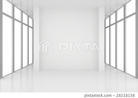 Room with windows and white columns. 3d rendering 28218138