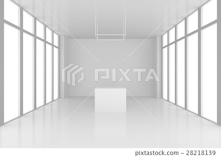 pedestal in white room with windows. 3d render pedestal in white room with windows. 3d render 28218139