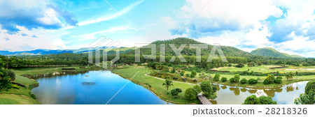 Golf course landscape panorama Golf course landscape panorama 28218326