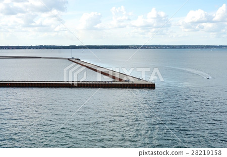 Distant view of the pier in Copenhagen harbor, Denmark, 2015 28219158