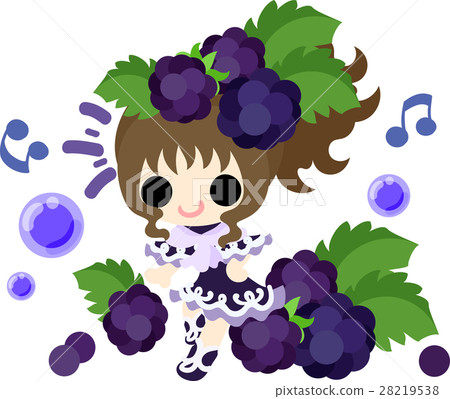 Illustration of a girl in a blackberry dress 28219538