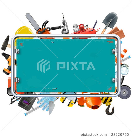 Vector Construction Rusty Frame with Tools 28220760