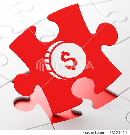Money concept: Dollar Coin on puzzle background 28221414
