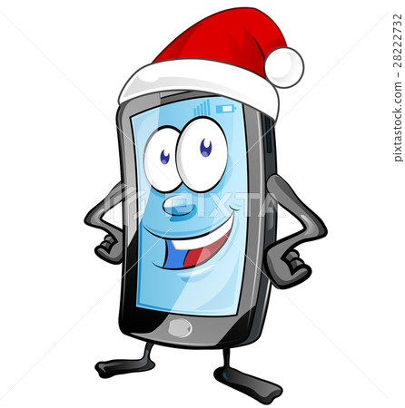 fun christmas mobile cartoon isolated on white fun christmas mobile cartoon isolated on white 28222732