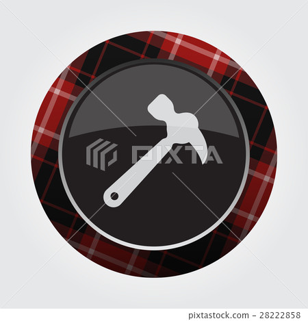 button with red, black tartan - claw hammer icon 28222858