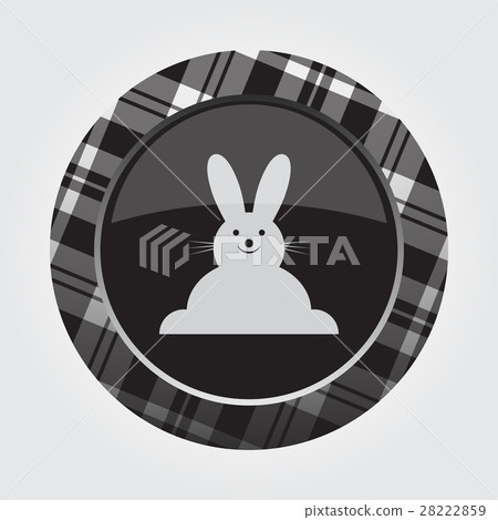 button with white, black tartan happy rabbit icon 28222859