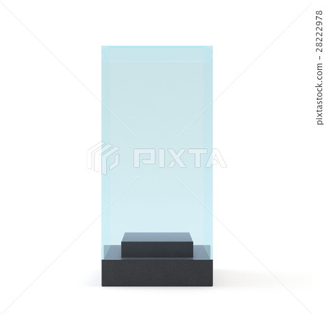 Empty glass pedestal. display showcase on white 28222978