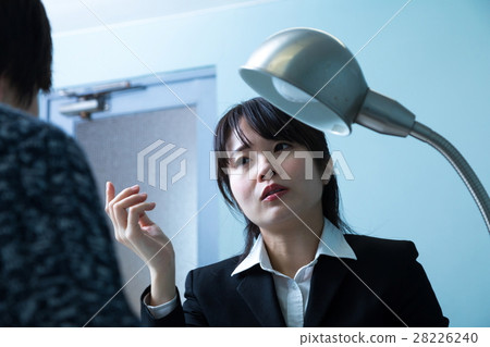 Female police officer male suspect interrogation interrogation room Female police officer male suspect interrogation interrogation room 28226240