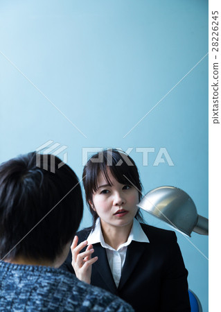 Female police officer male suspect interrogation interrogation room Female police officer male suspect interrogation interrogation room 28226245