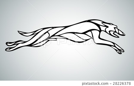 Lineart silhouette of running dog whippet breed Lineart silhouette of running dog whippet breed 28226378
