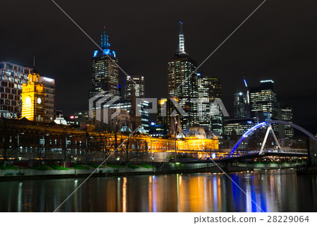By the Yarra river in Melbourne at night 28229064