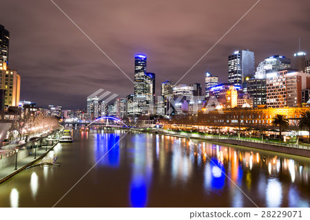 By the Yarra river in Melbourne at night 28229071