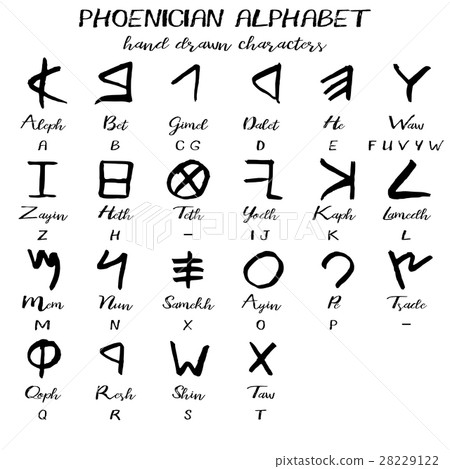 Hand drawn vector grunge phoenician alphabet 28229122