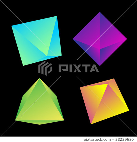 vector glossy platonic solids set. 28229680