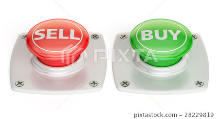 buy and sell push button, 3D rendering buy and sell push button, 3D rendering 28229819