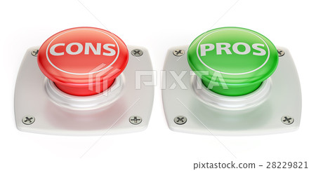 cons and pros push button, 3D rendering cons and pros push button, 3D rendering 28229821