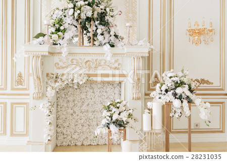 Luxurious vintage interior with fireplace in the 28231035